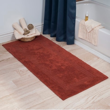 Hastings Home 100-percent Cotton Bathmat 24x60 Long Bathroom Runner, Reversible, Soft, Absorbent, Rug, Brick 642653ZZK